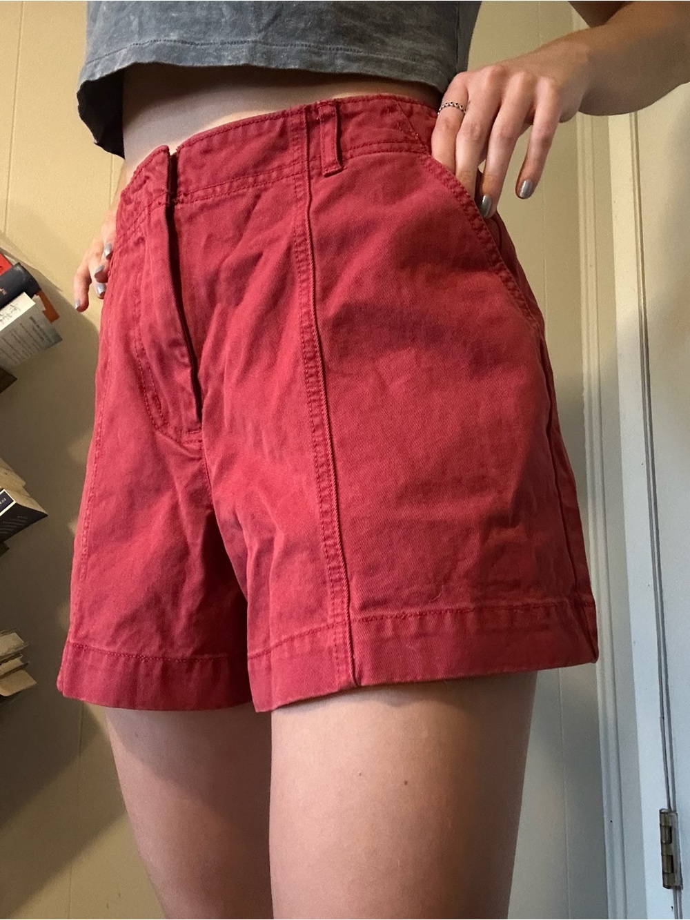 Universal Thread Size 2 Women's Red High-Rise Cotton Bermuda Shorts